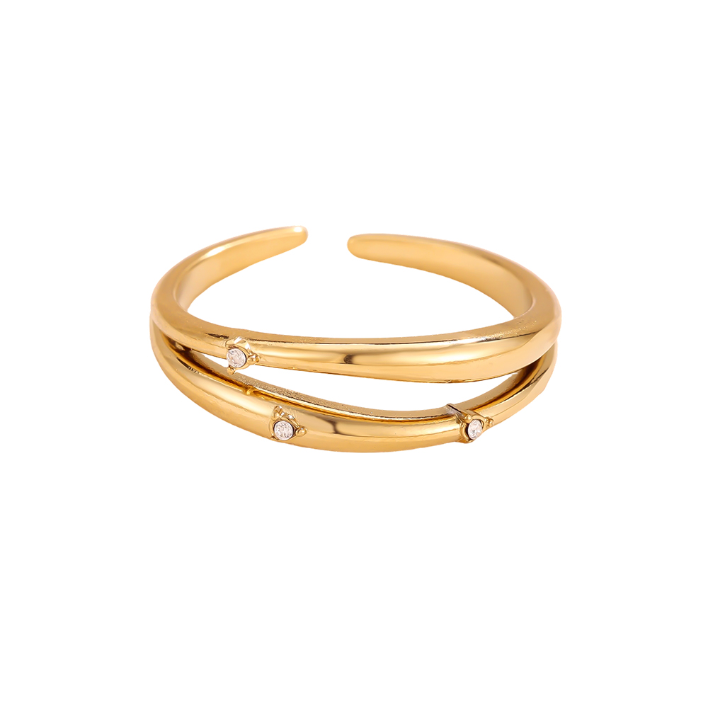 Stainless steel ring Adjustable double zirconia