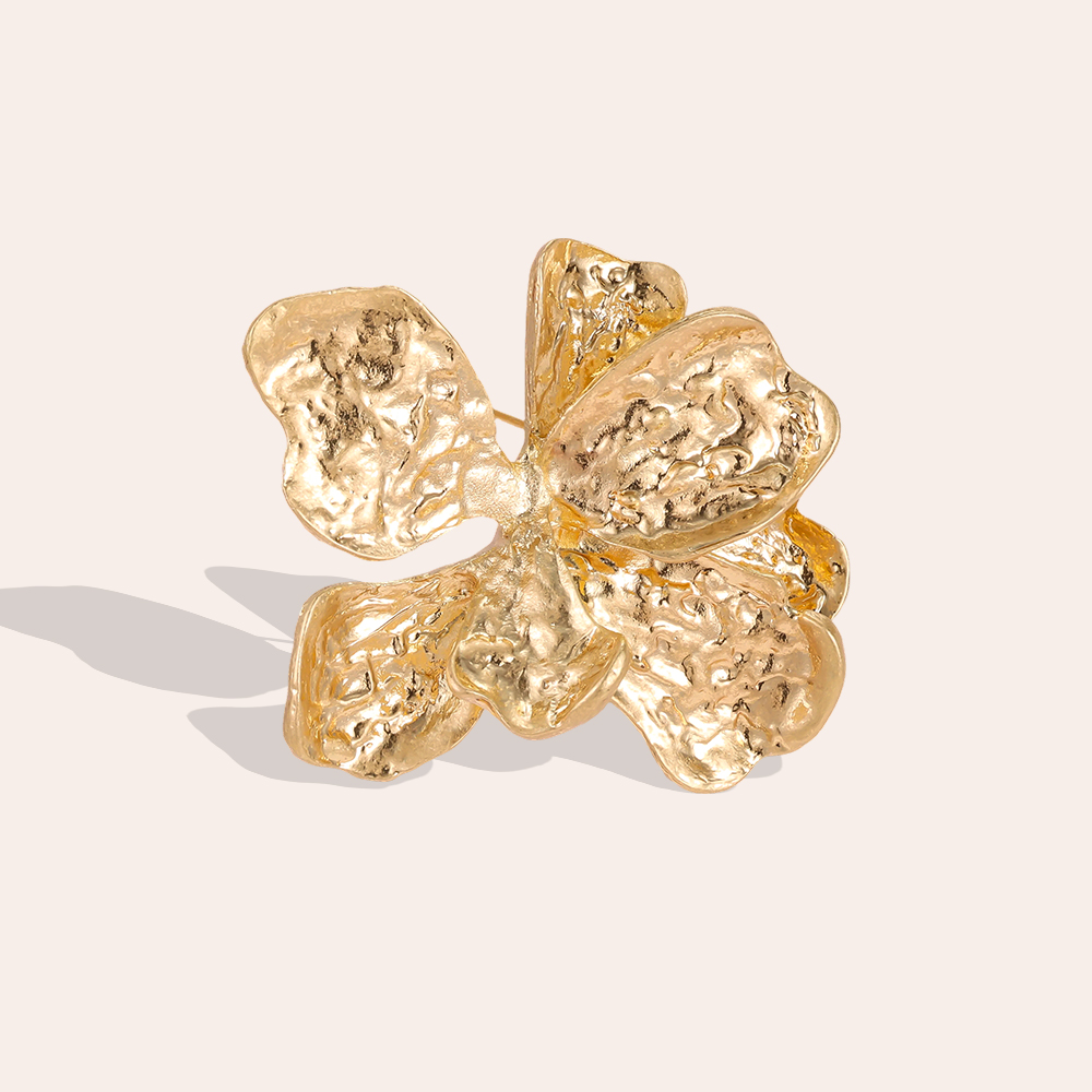 6.4cm gold flower brooch       