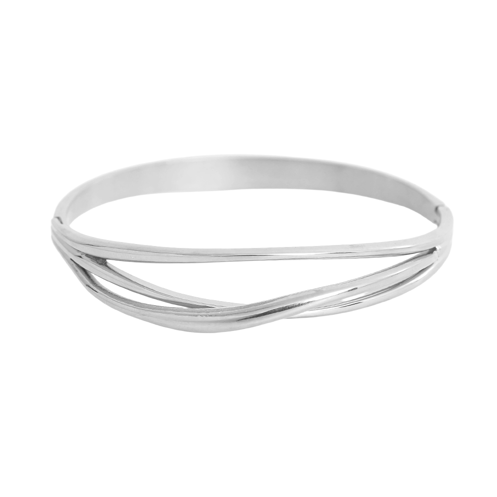 Stainless steel bangle, 6.5 cm, flowing lines