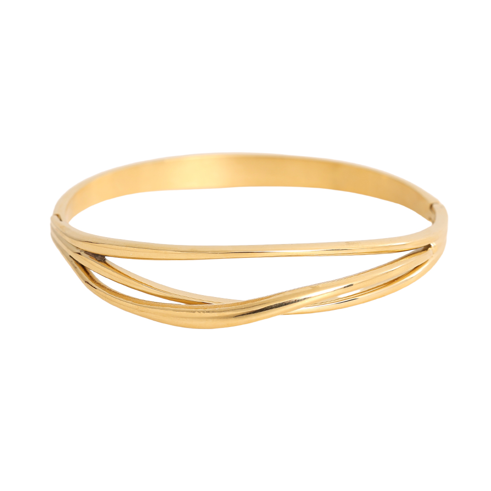 Stainless steel bangle, 6.5 cm, flowing lines