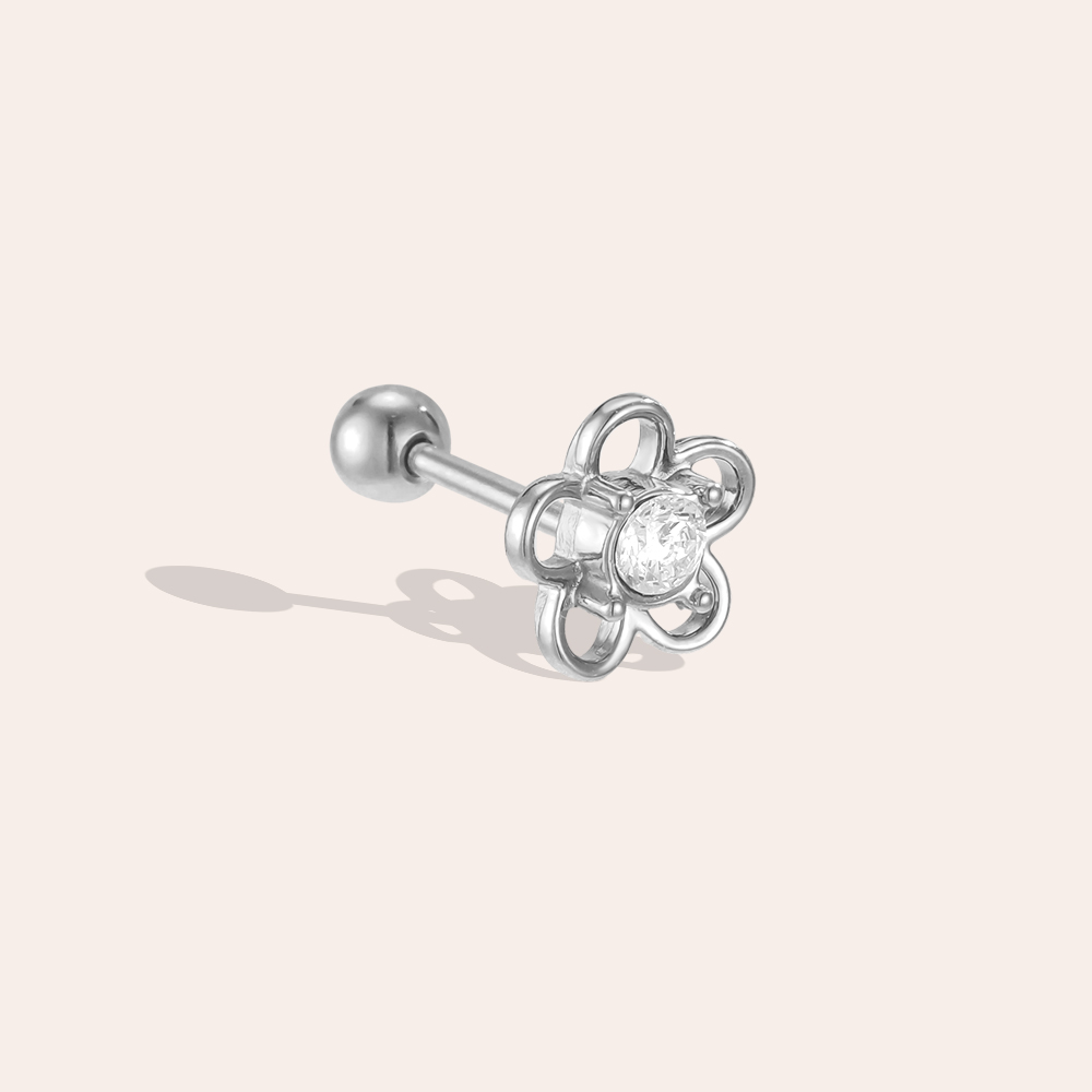 Stainless steel piercing 6mm mini zirconia flower 