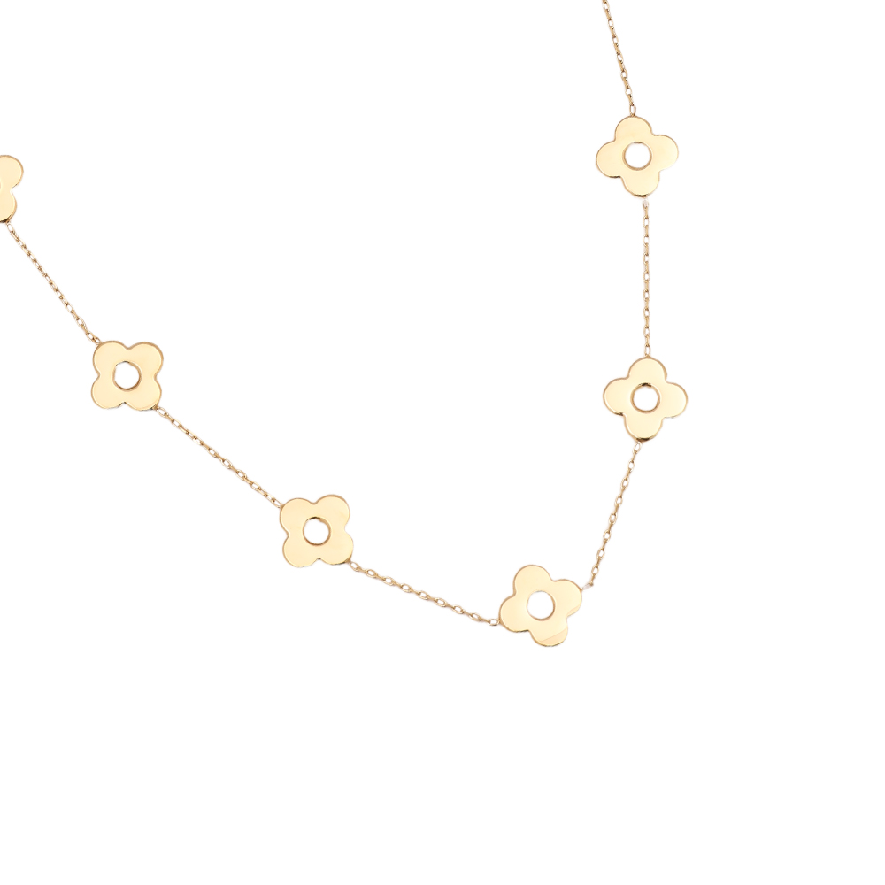 Stainless steel necklace 40cm Five flowers