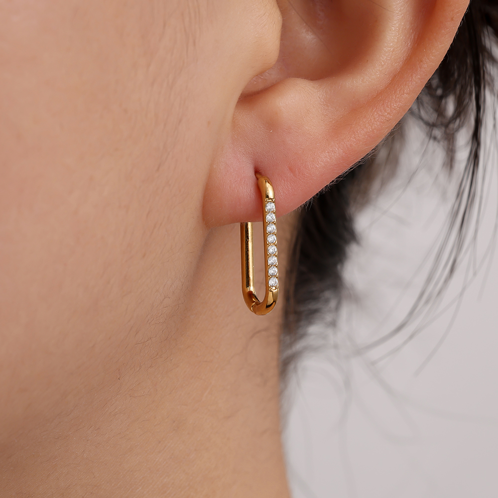 Stainless steel earrings 2cm Simple Diamond Hoop