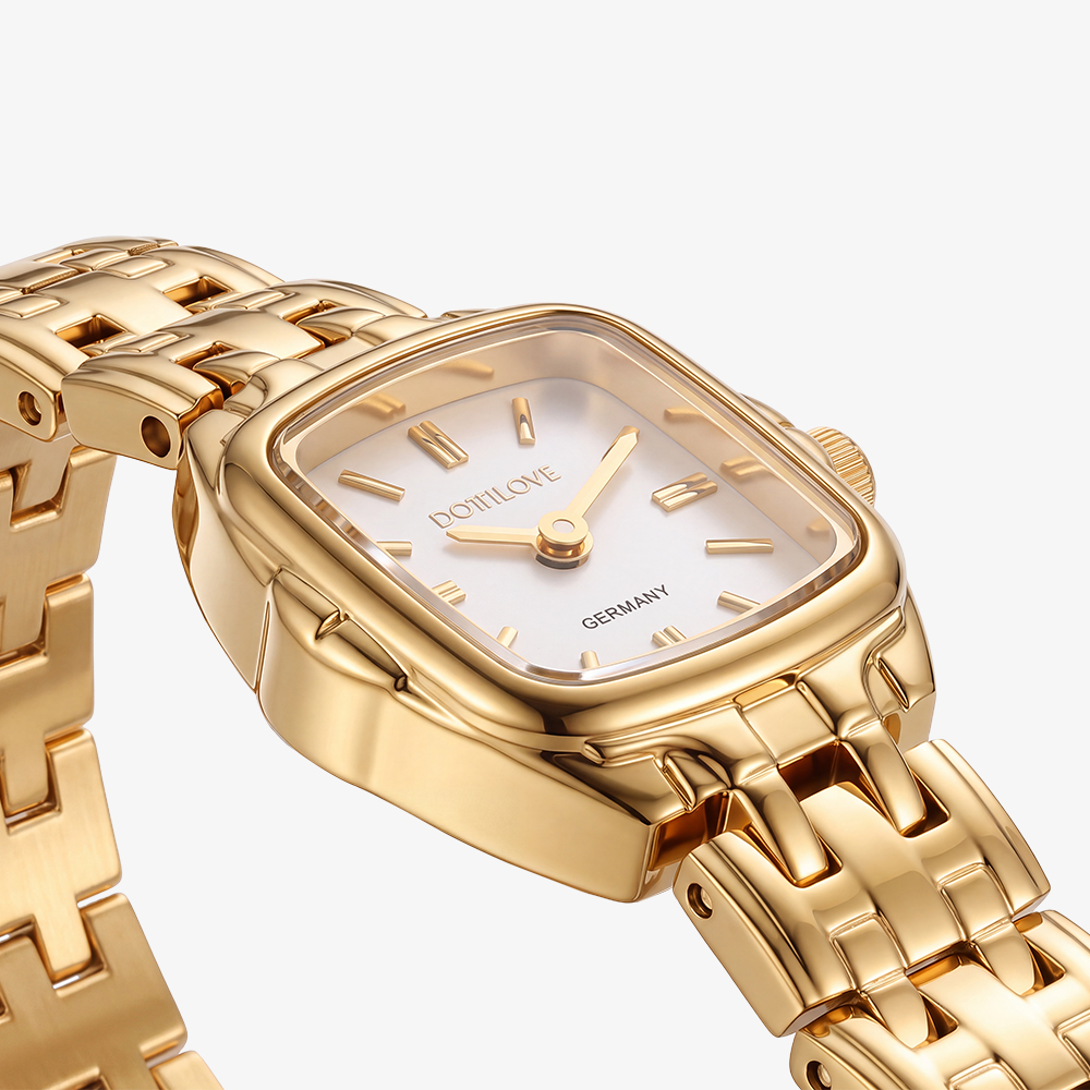 Stainless steel watch, cushion-shaped