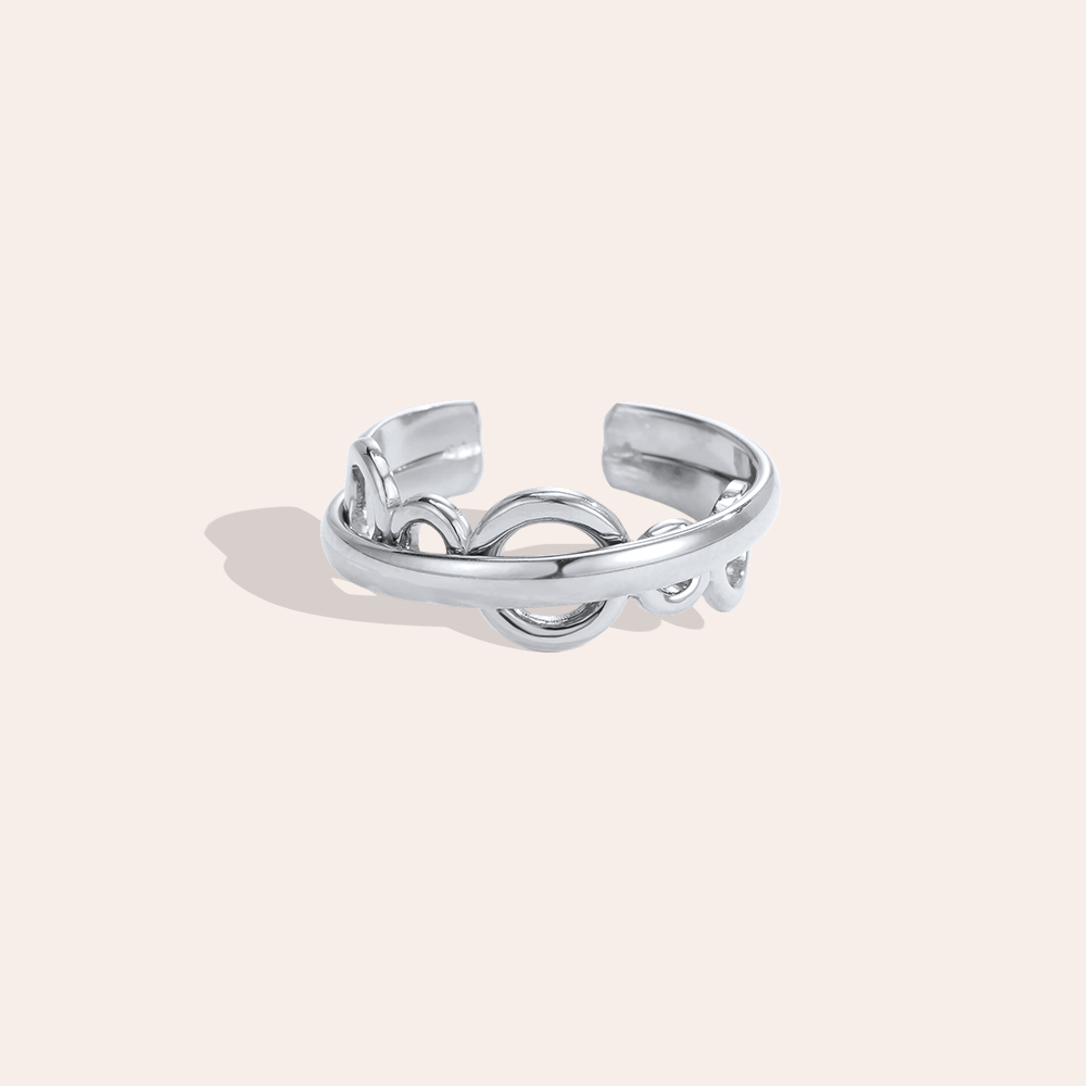 Stainless steel ring with adjustable small eyelet