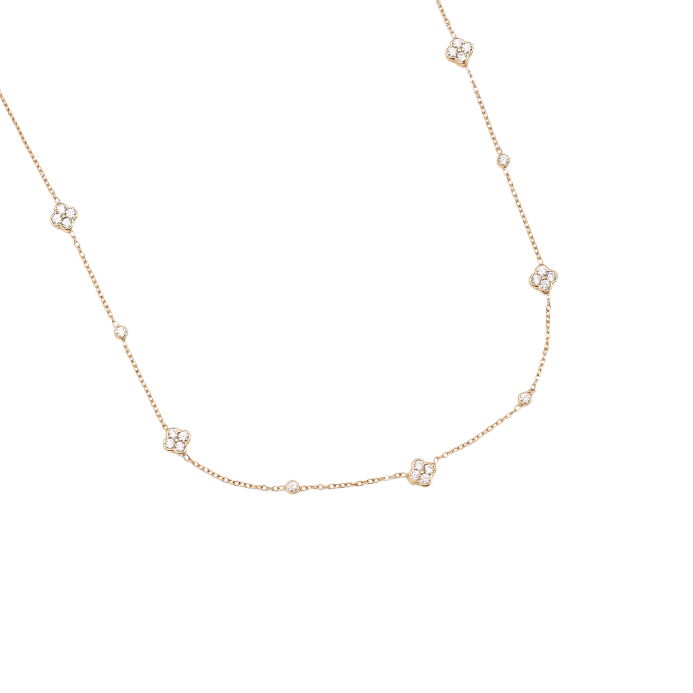 Stainless steel necklace 43cm Small Diamond Flower