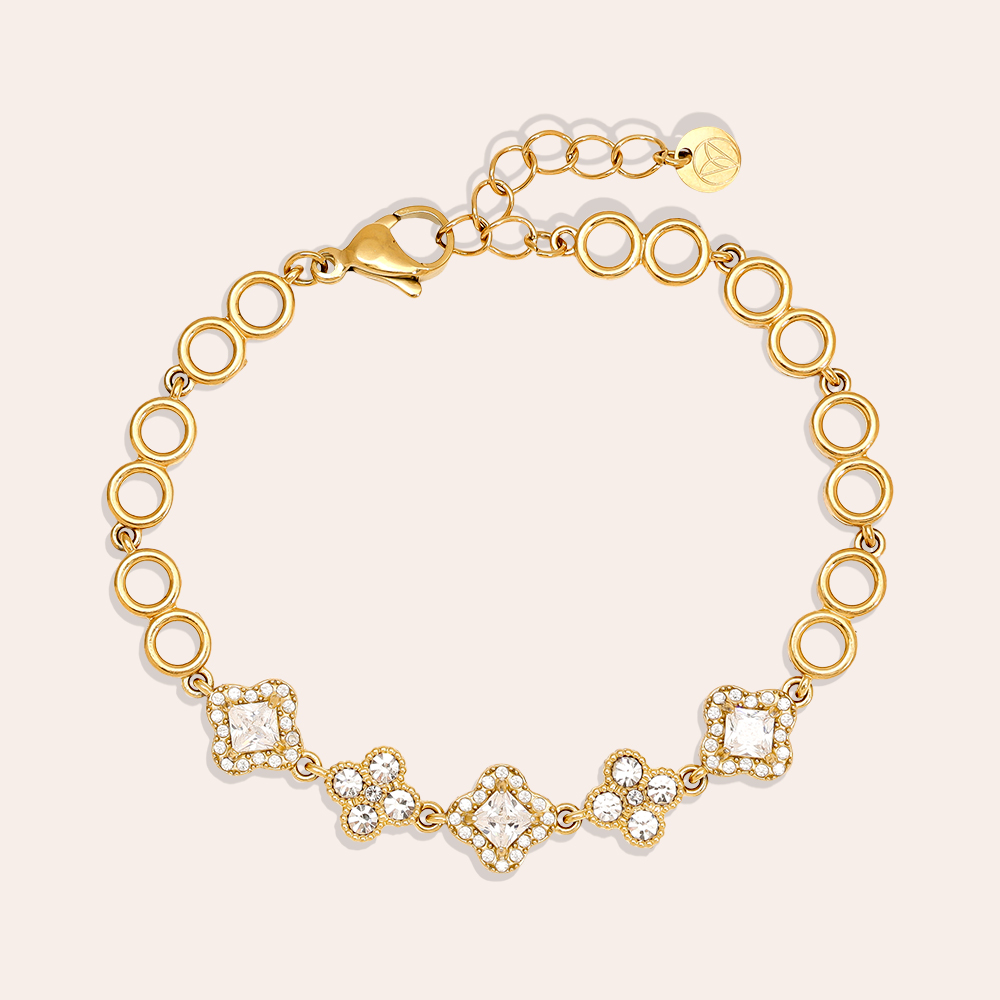 Stainless steel bracelet 16cm Various Fancy Diamond Flower
