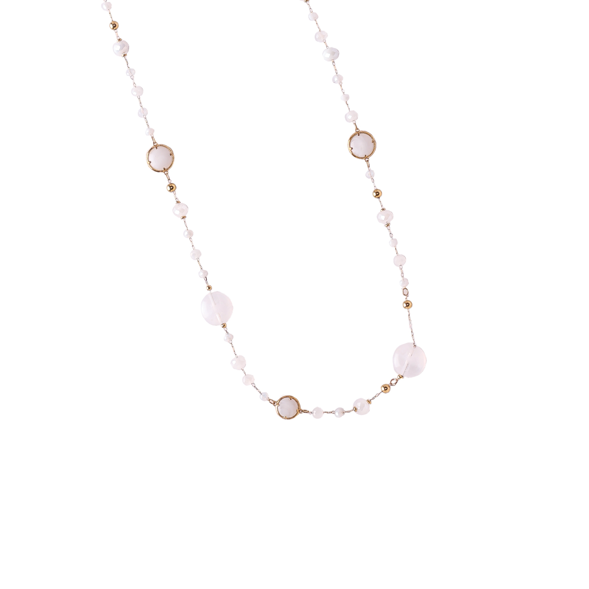 Stainless steel necklace 96cm resin crystals