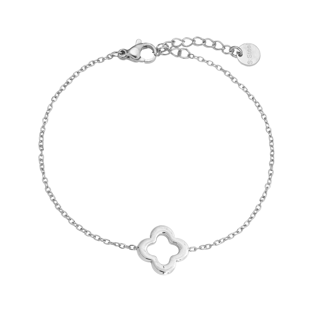 Stainless steel bracelet 16cm lucky shamrock