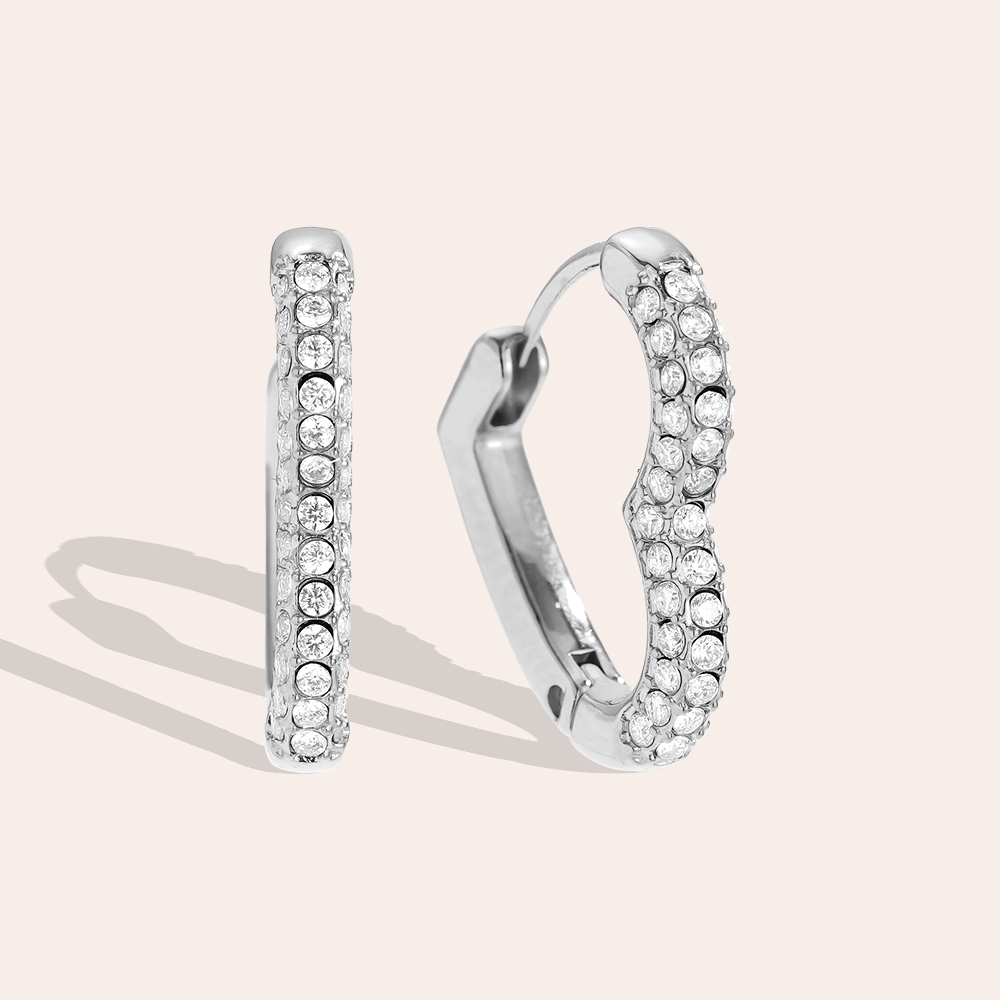 Stainless steel earrings 18mm Diamond Heart Hoop