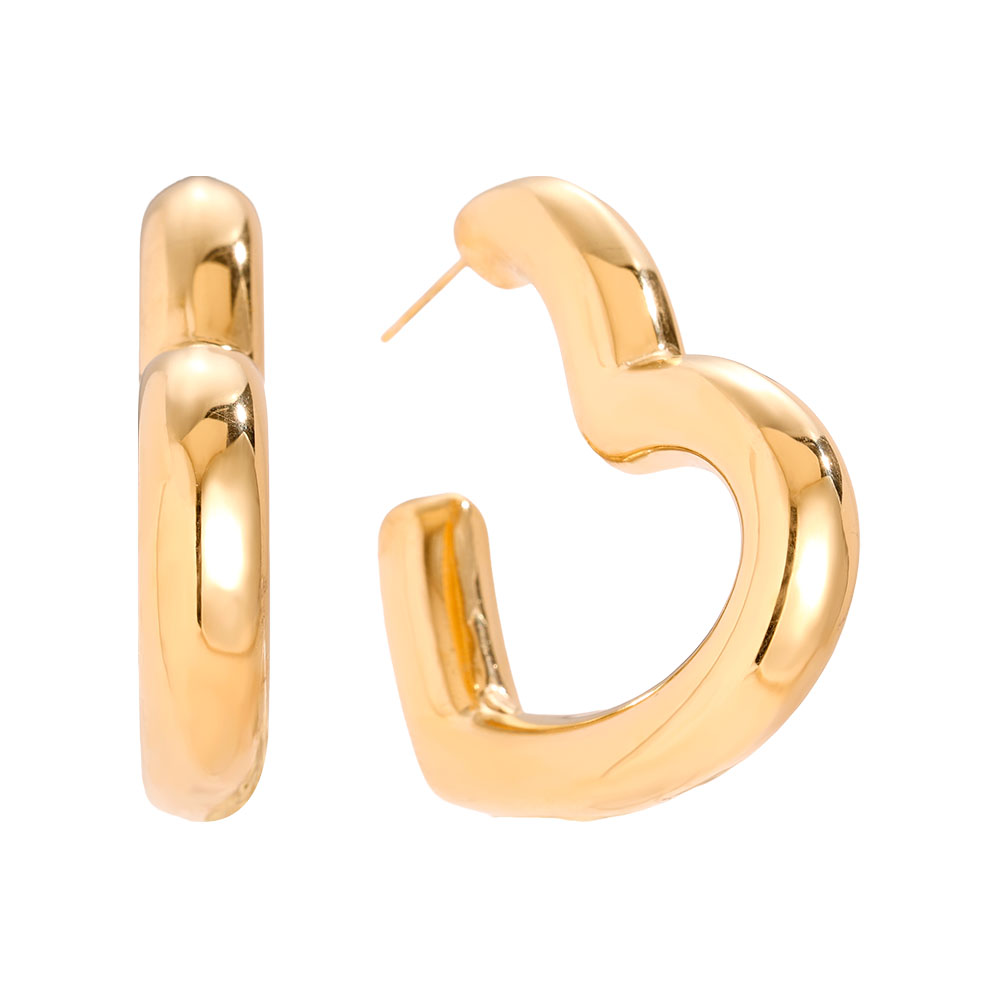 Stainless steel earrings 4cm Great Heart Hoop