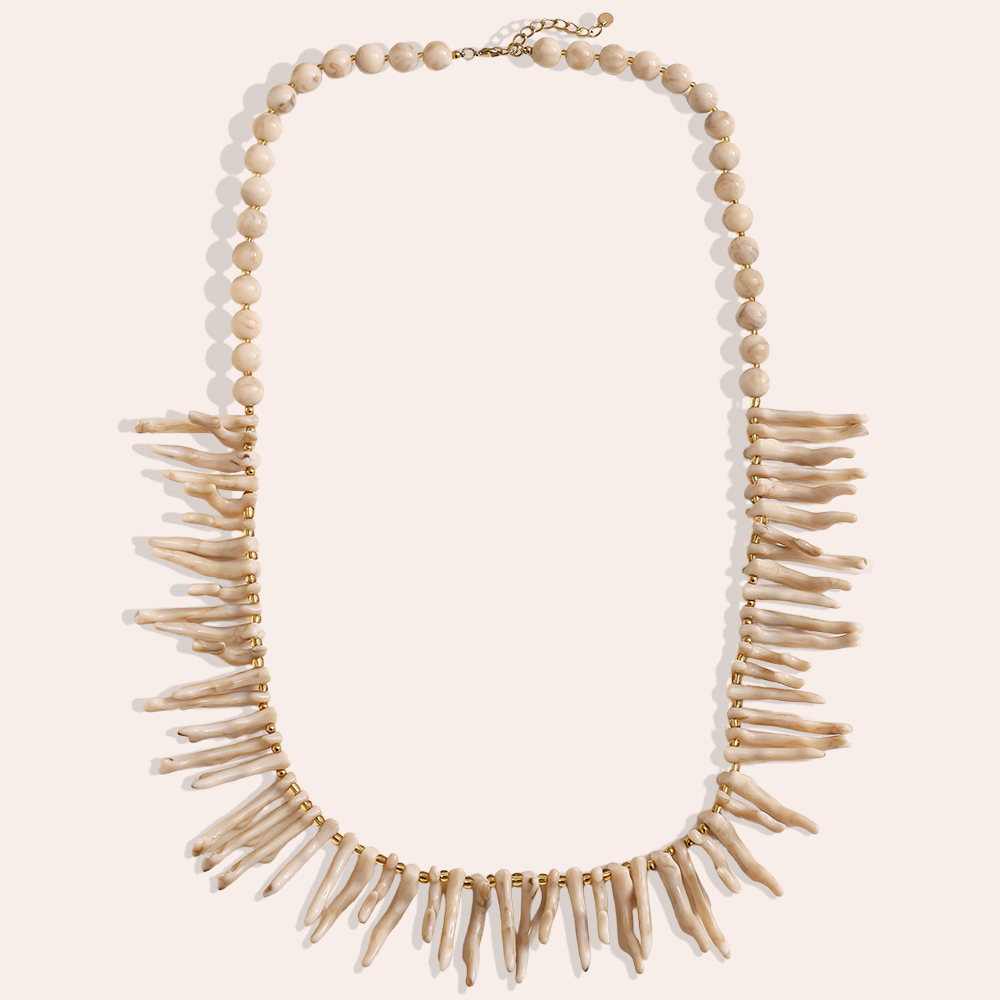 Stainless steel necklace 86cm acrylic herringbone shape