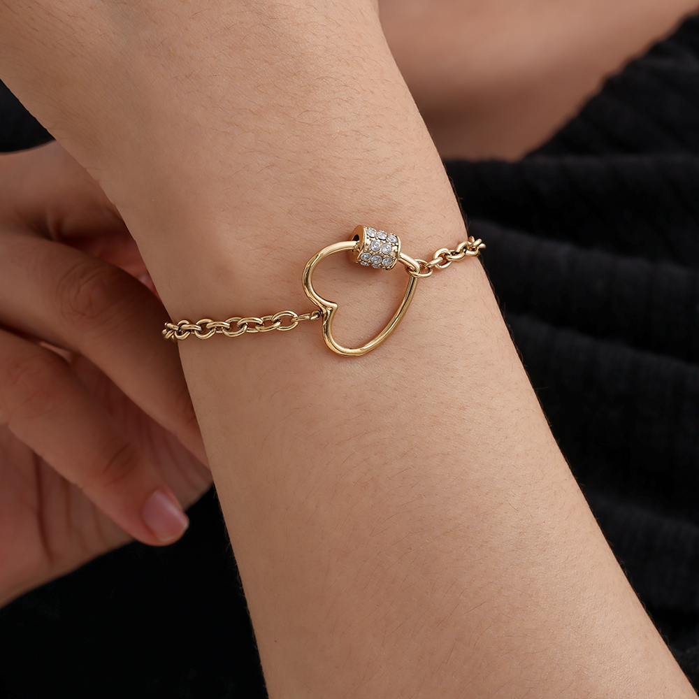 Stainless steel bracelet 16cm Heart And Diamond Deco