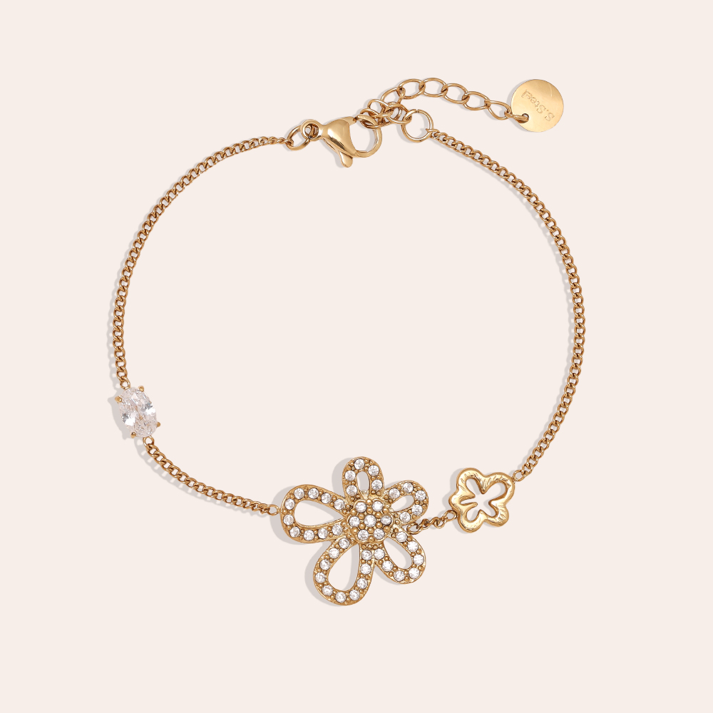 Stainless steel bracelet 17cm Cool Diamond Flower