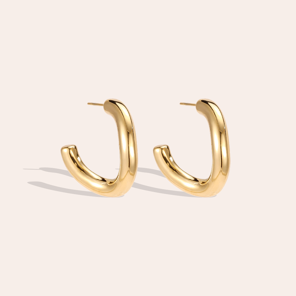Stainless steel earrings, 23 mm, plain wave design
