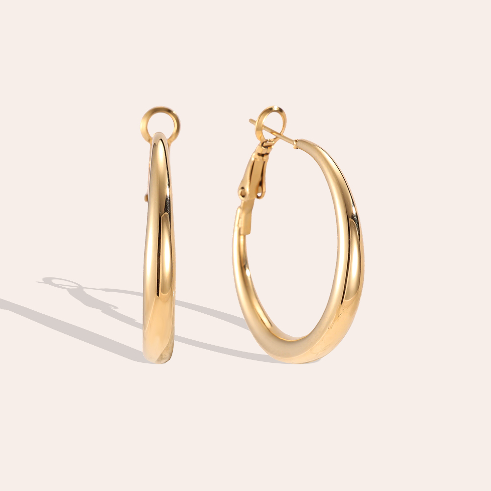 Stainless steel earrings, 30mm, simple hoop earrings