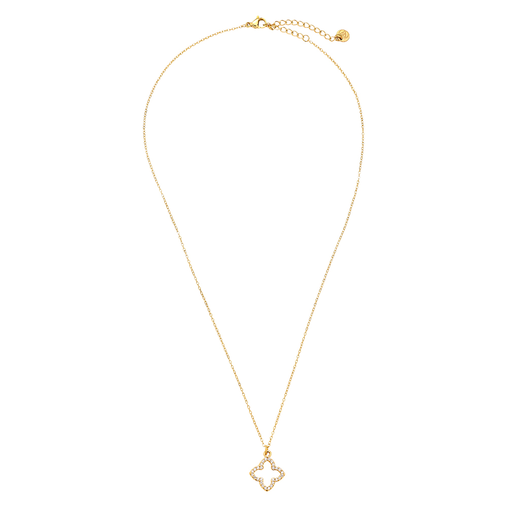 Stainless steel necklace 40cm Classic Diamond Lucky Flower