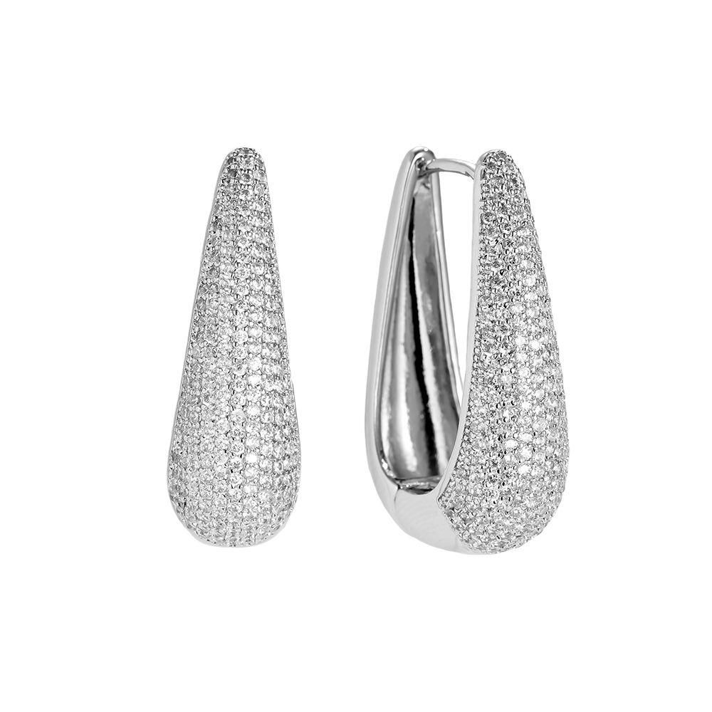 Gold-plated earrings 3.2cm Drop Diamond