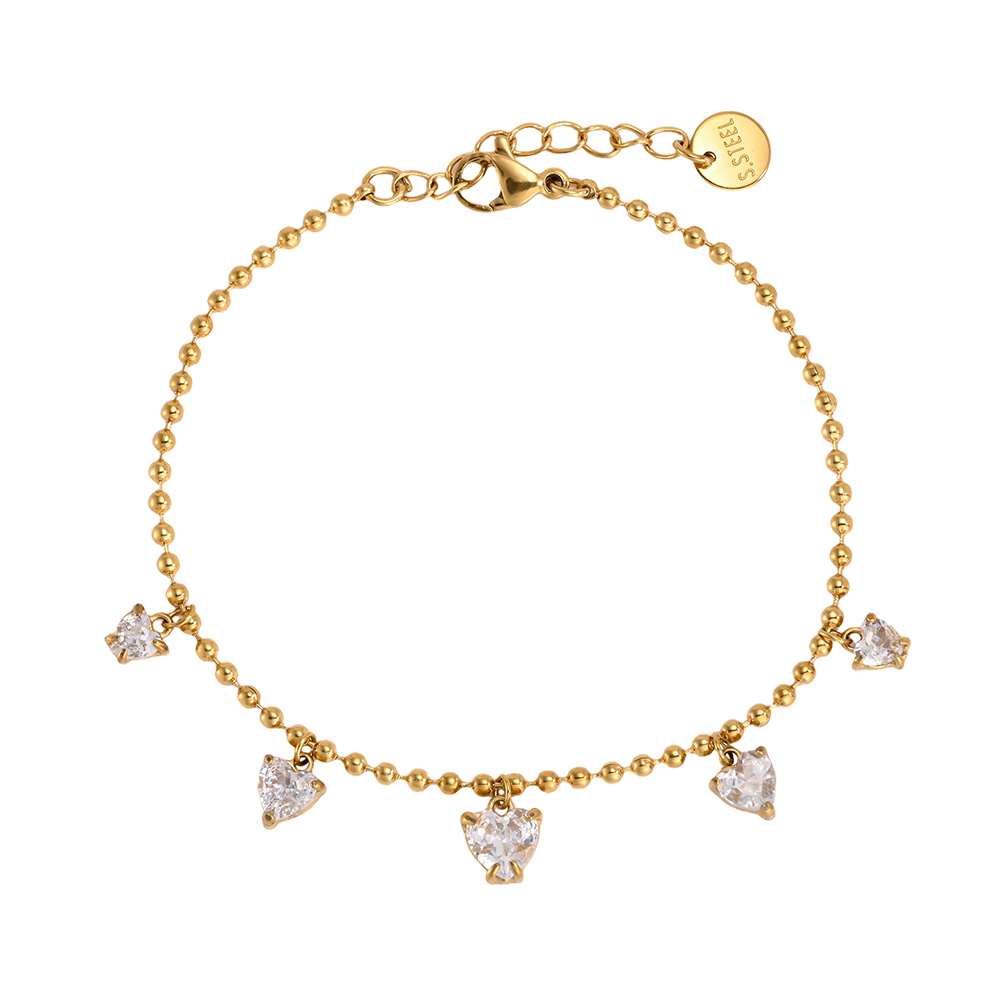 17cm stainless steel bracelet with a sparkling cubic zirconia heart