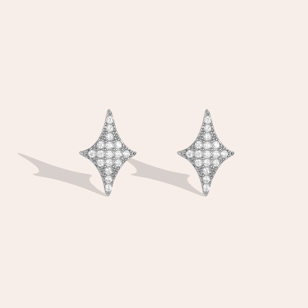 Stainless steel earrings 13mm blink star zirconia