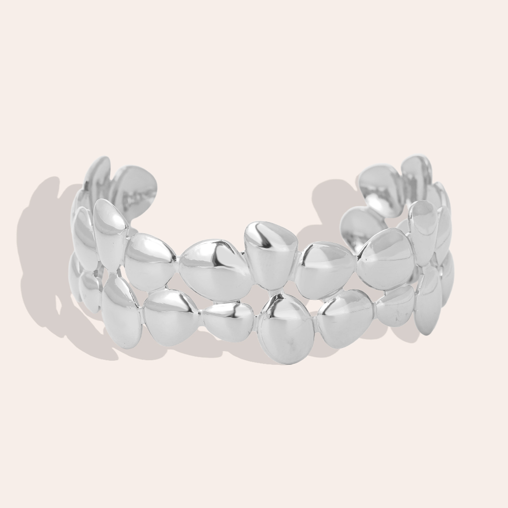 Stainless steel bangle Adjustable many irregular circles