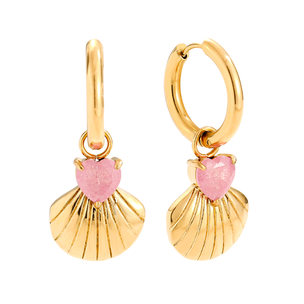 Stainless steel earrings 4.2cm Two Hearts Diamond