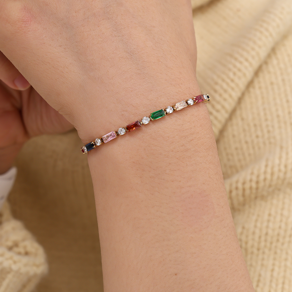 Stainless steel bracelet 15cm Multi Colour Diamond
