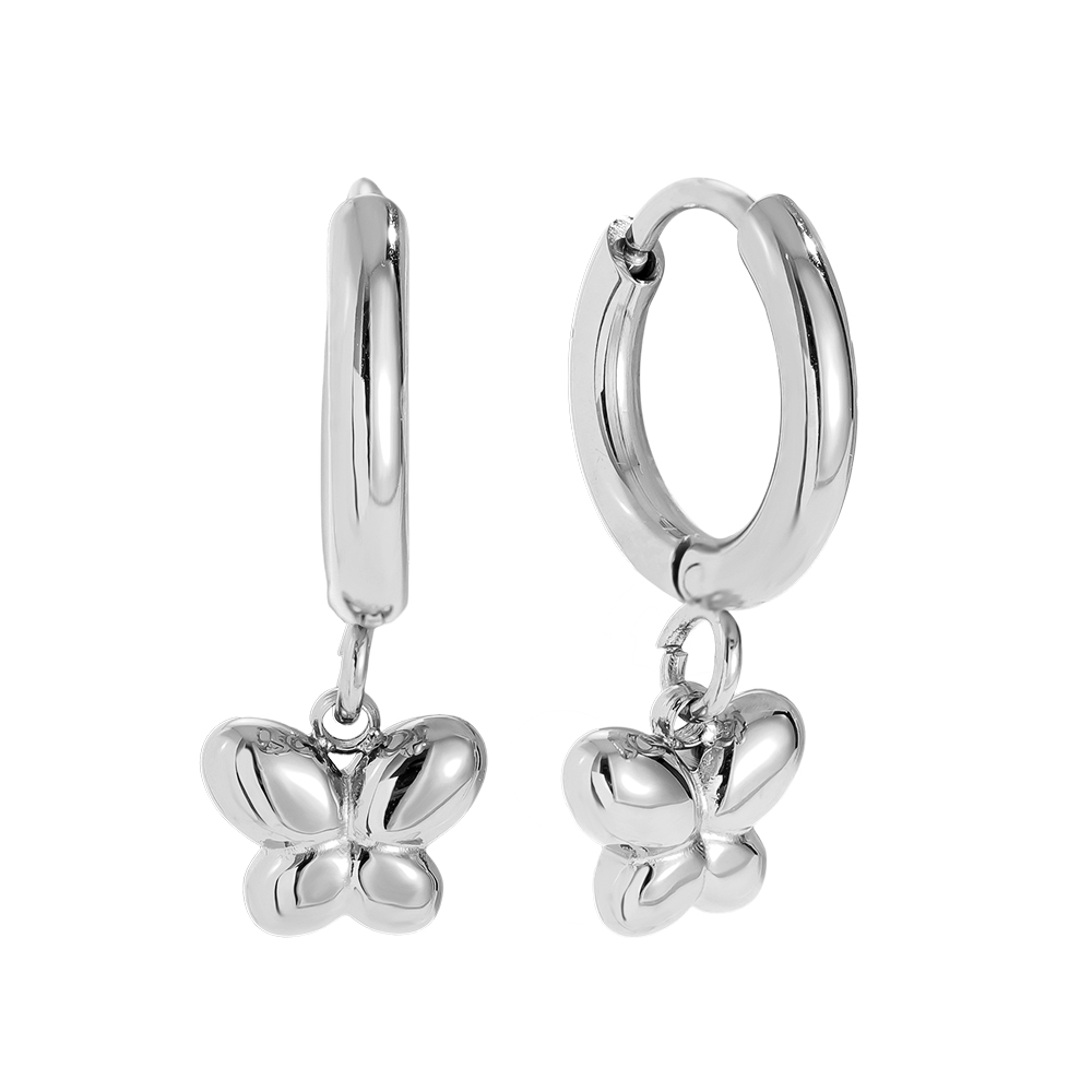 Stainless steel earrings 1.2*1.6cm Mini Butterflyflower