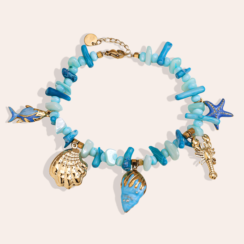 Stainless steel bracelet 17cm blue sea