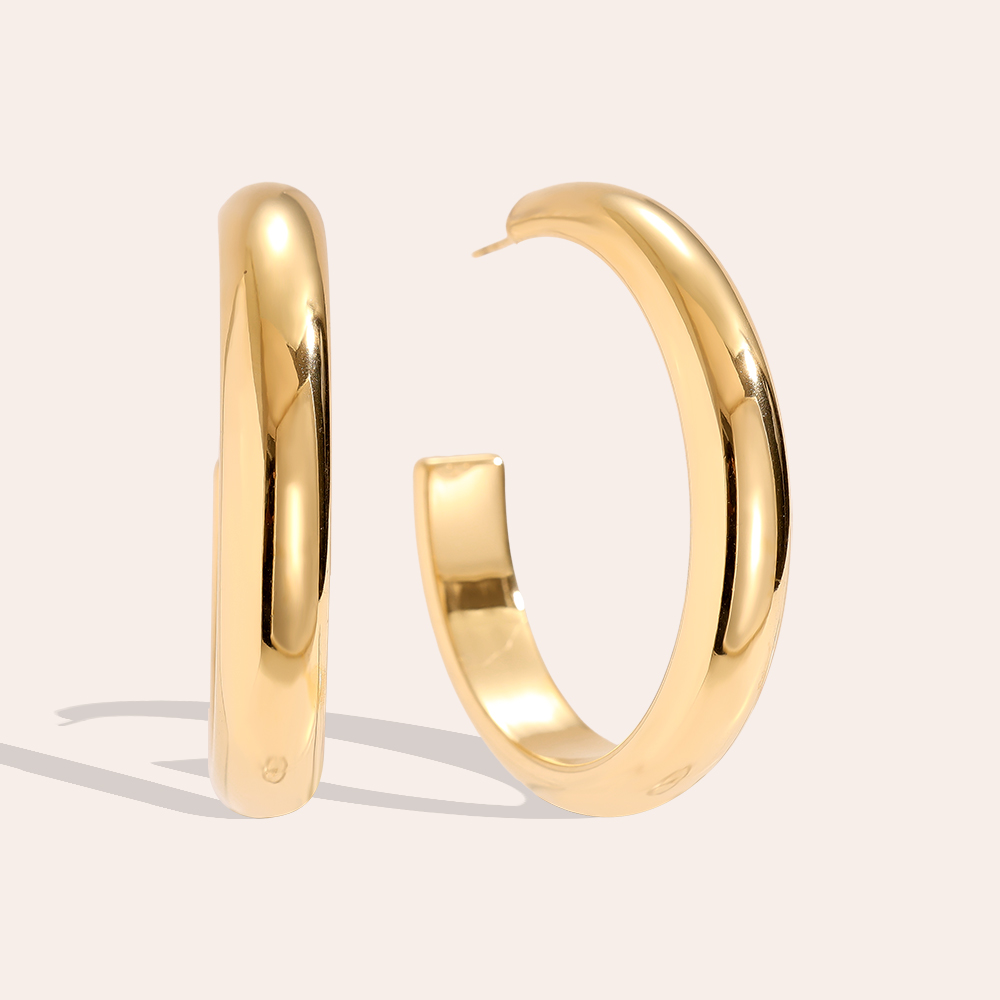 Stainless steel earrings 4cm Casual Half Hoop