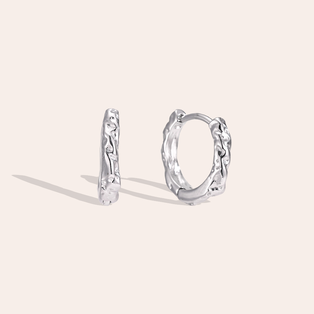 Stainless steel earrings, 15mm irregular golden hoop earrings