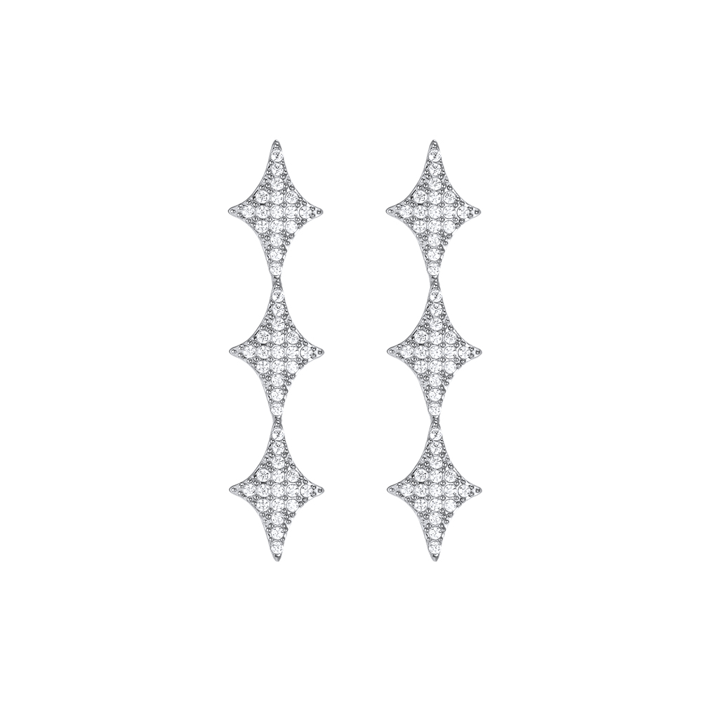Stainless steel earrings, 47 mm, four-pointed star