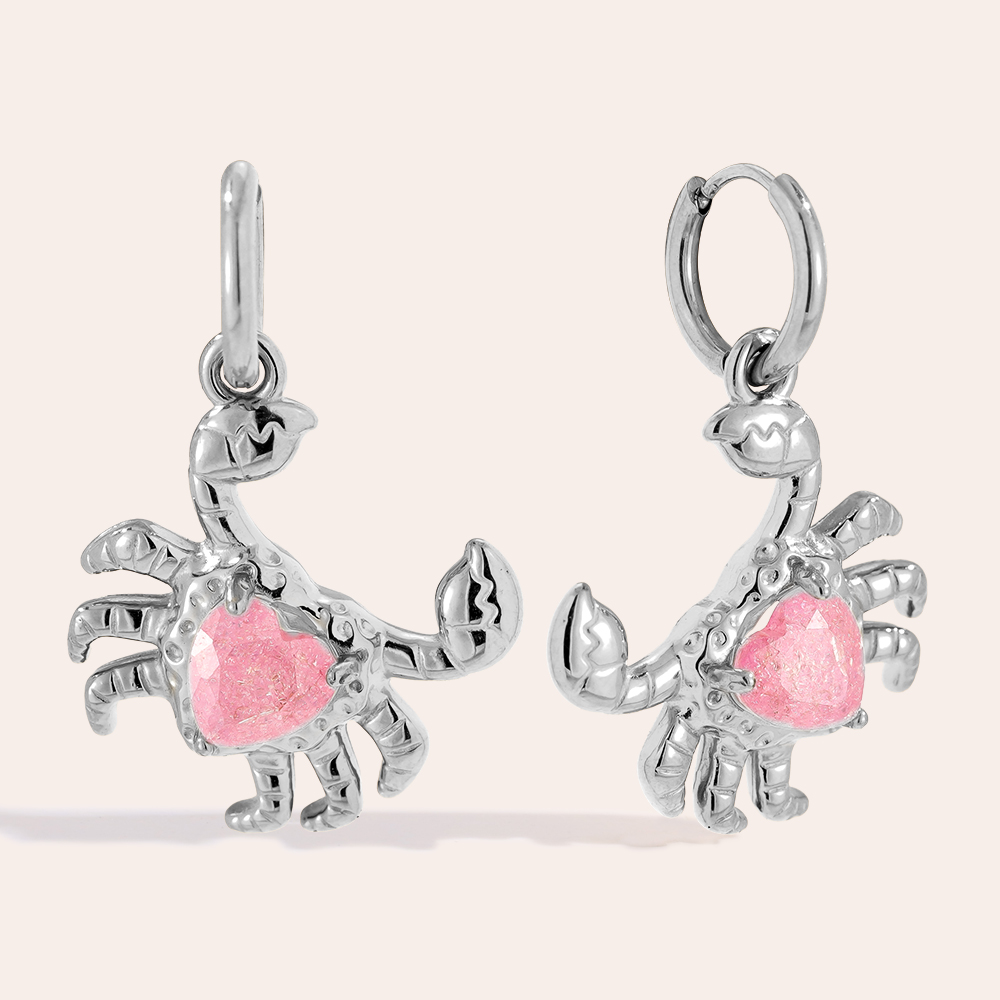 Stainless steel earrings 3.3cm Crab And Diamond