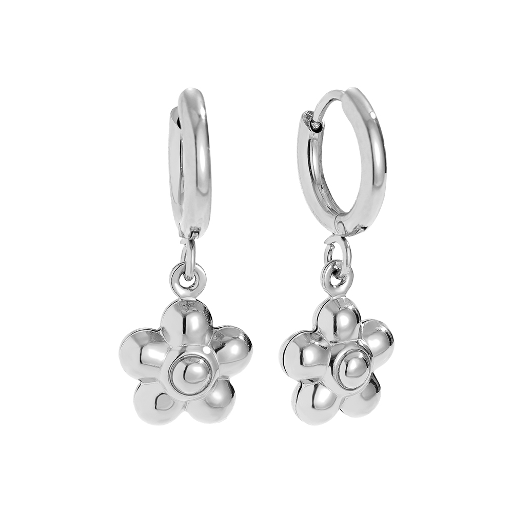 Stainless steel earrings 1*2.5cm cute flower