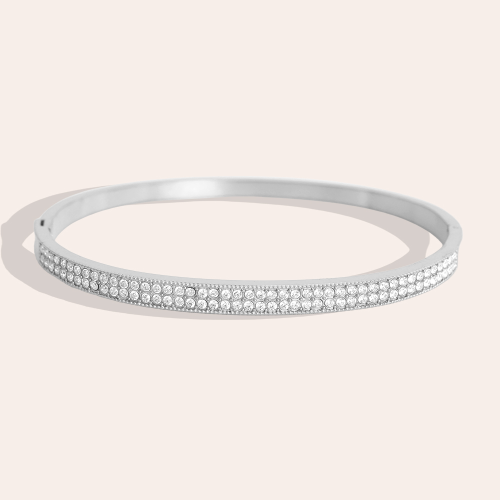 Stainless steel bangle 6.5cm Fine zirconia