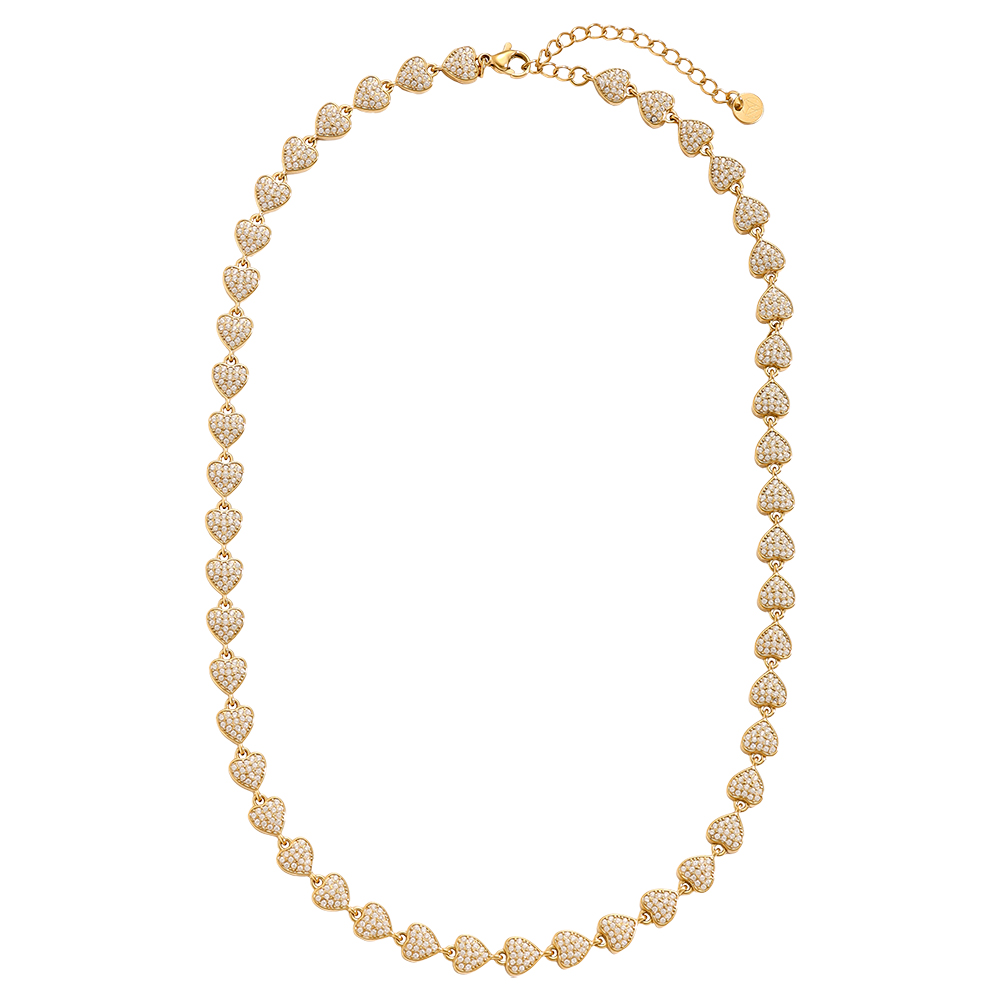 Stainless steel necklace 43cm Diamond Hearts Chain