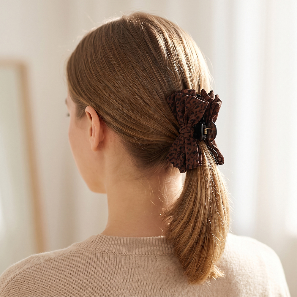10cm leopard-print bow hair clip  