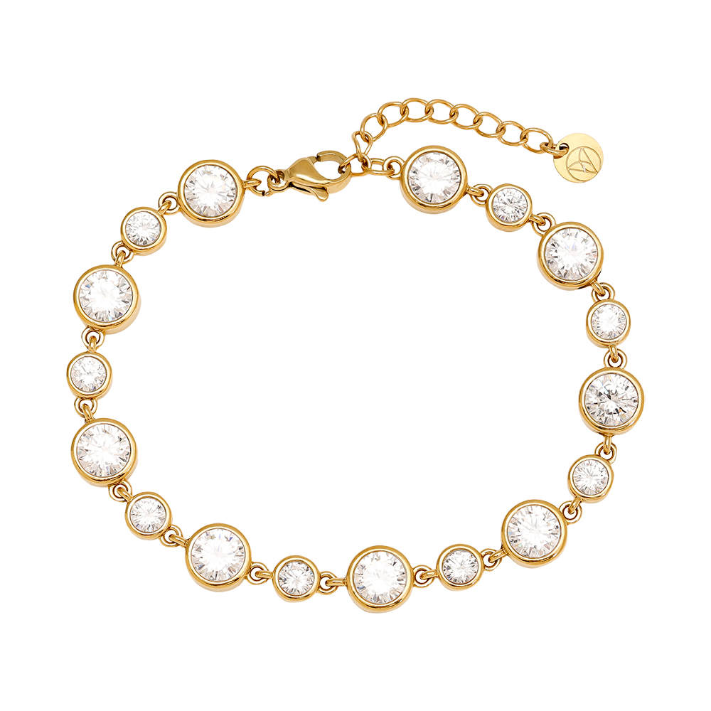 Stainless steel bracelet 16cm Fancy Round Diamond Chain