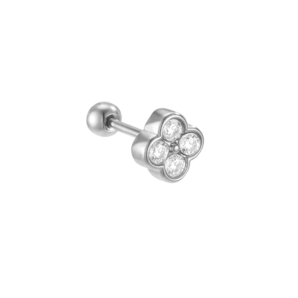 Stainless steel piercing 5mm mini zirconia flower