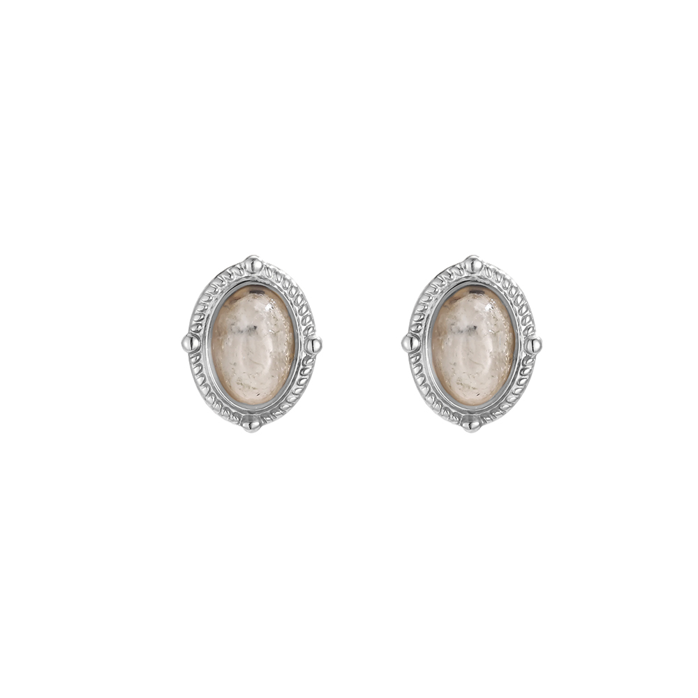 Stainless steel earrings 10*7mm oval stone