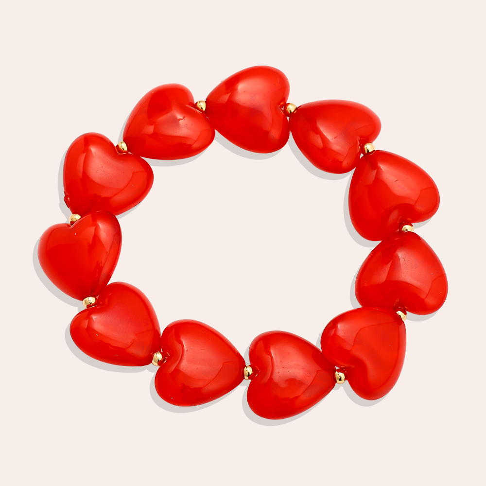 Stainless steel bracelet Elastic Acrylic Heart Chain