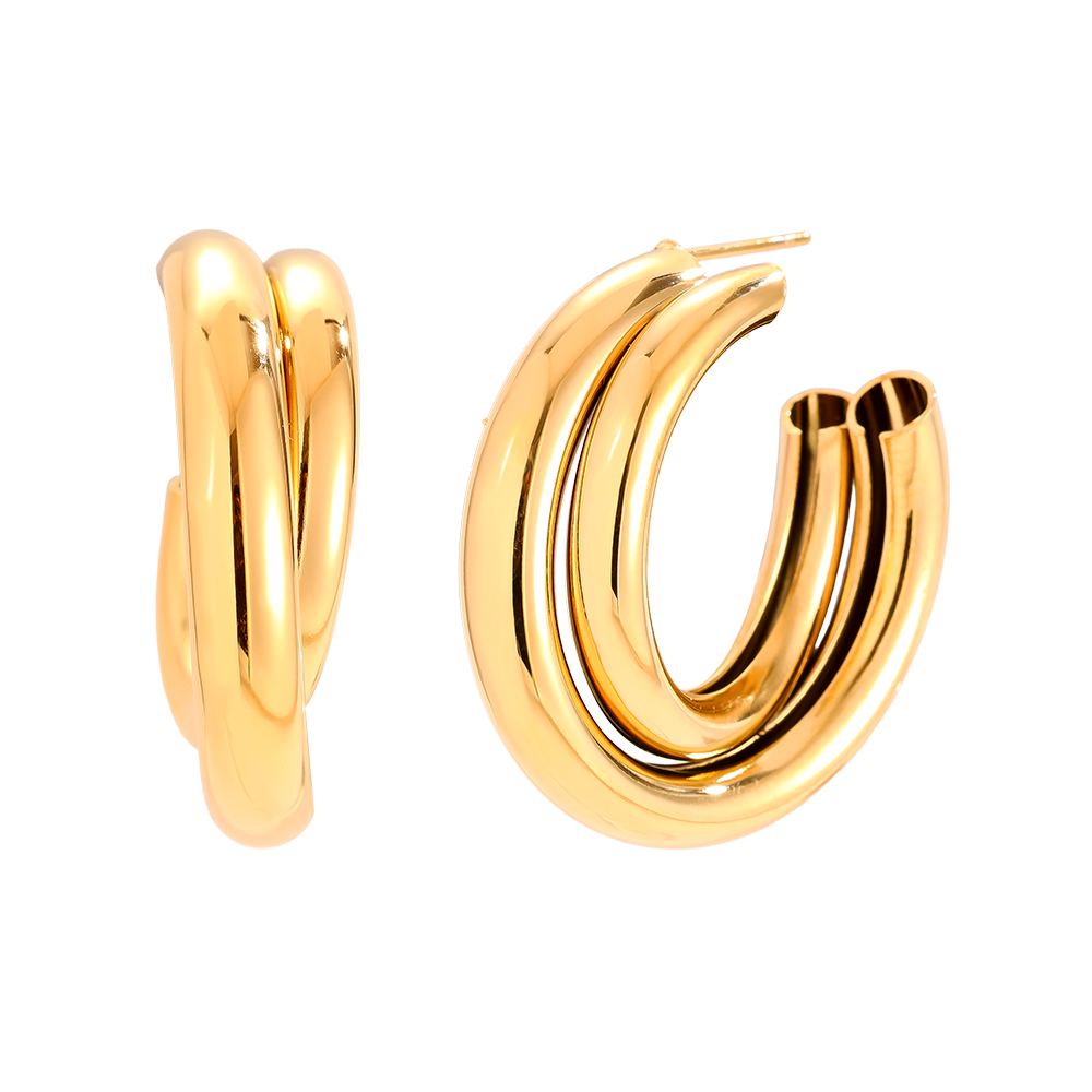 Stainless steel earrings 28mm Two Hoop