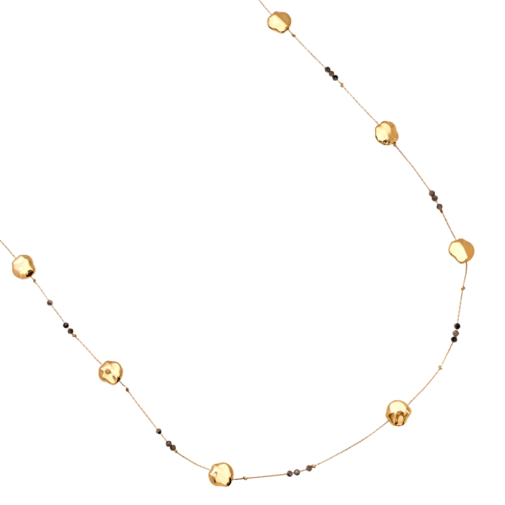 Stainless steel necklace 80cm Uneven Plate And Labradorite