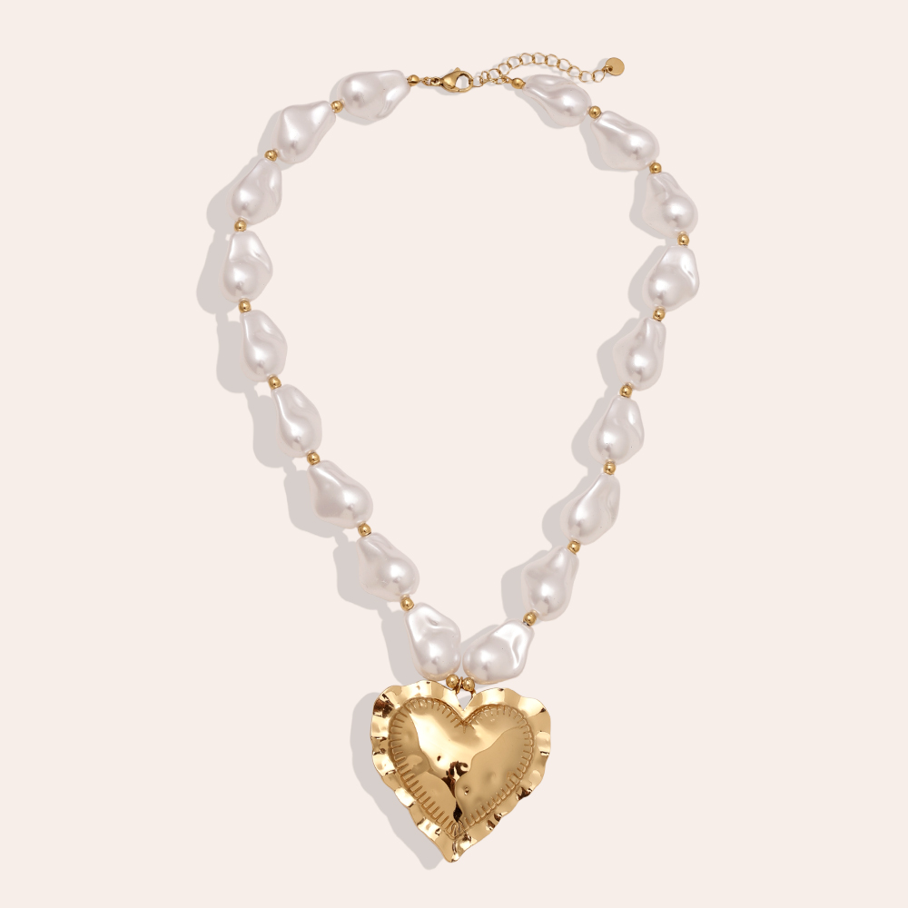 Stainless steel necklace 40cm Great Heart In Pearl Chain