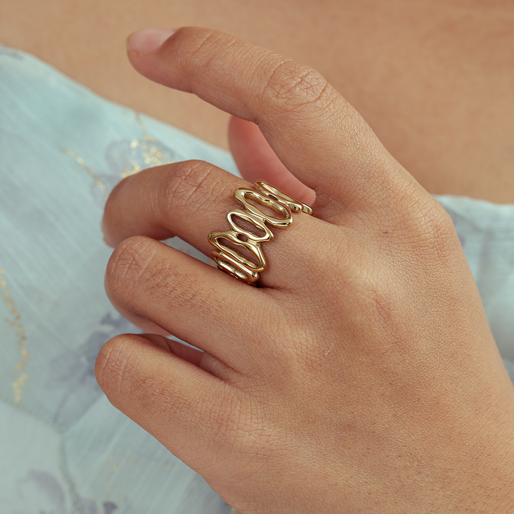 Stainless steel ring Adjustable irregularly shaped ellipses