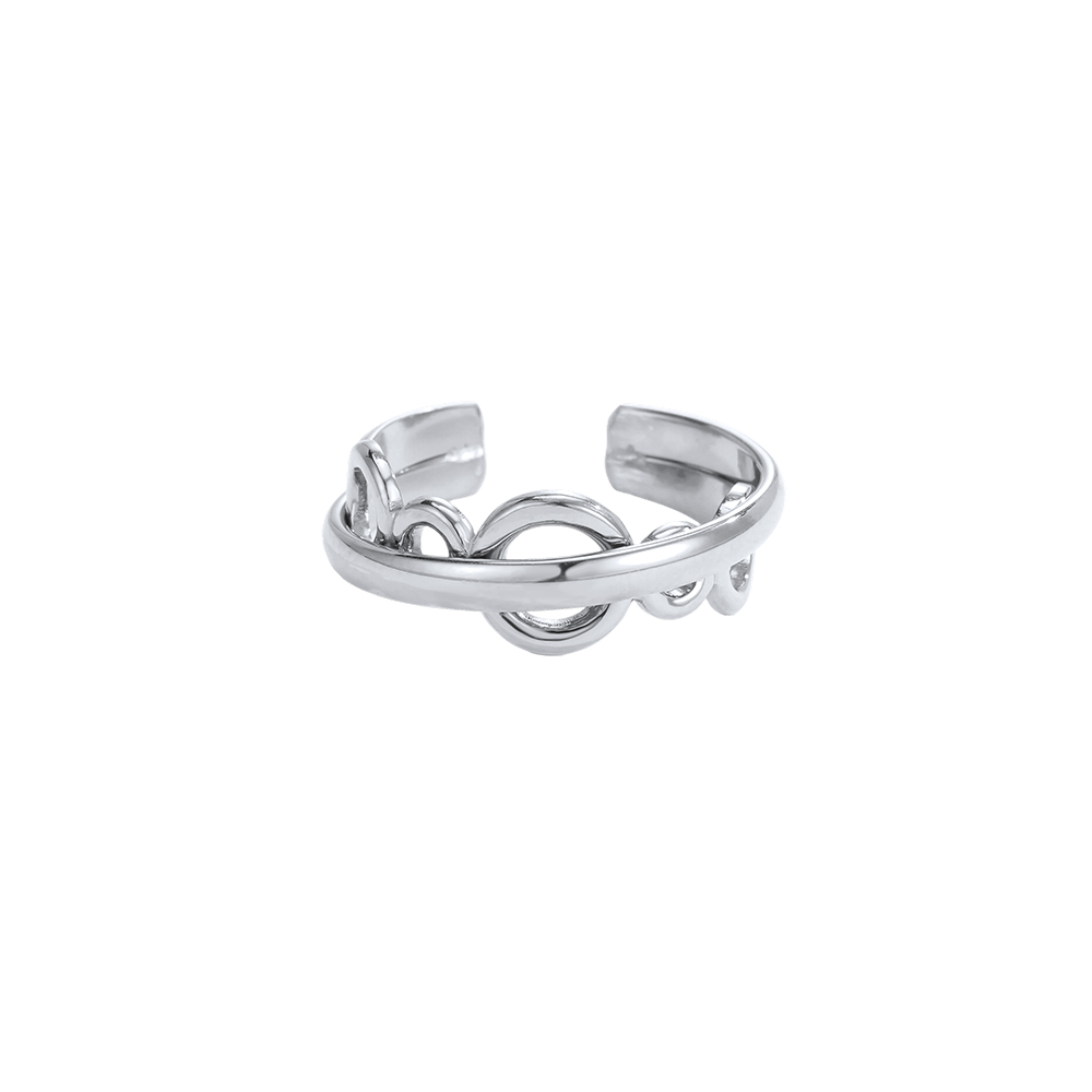 Stainless steel ring with adjustable small eyelet