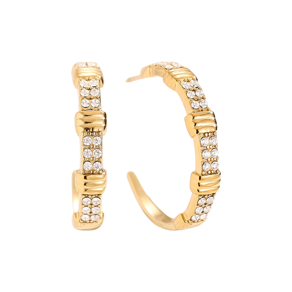 Stainless steel earrings 2cm Little Brikes Diamond Half Hoop