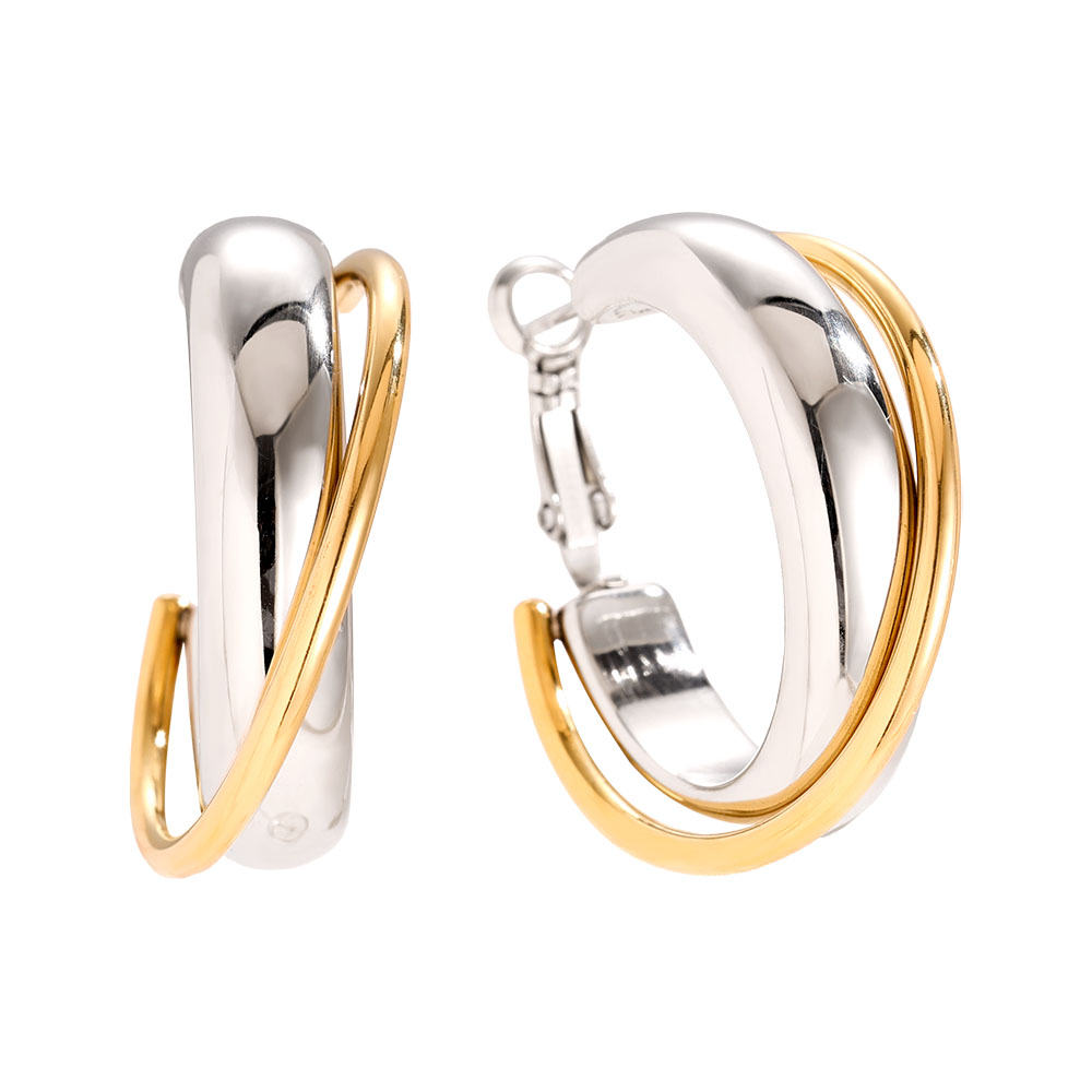 Stainless steel earrings, 3.5 cm hoops