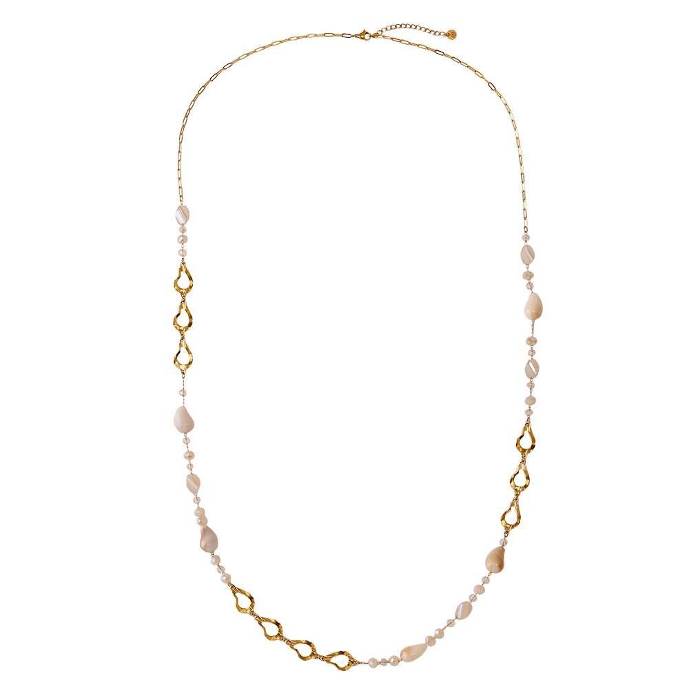 Stainless steel necklace 97cm resin drop and gold drop