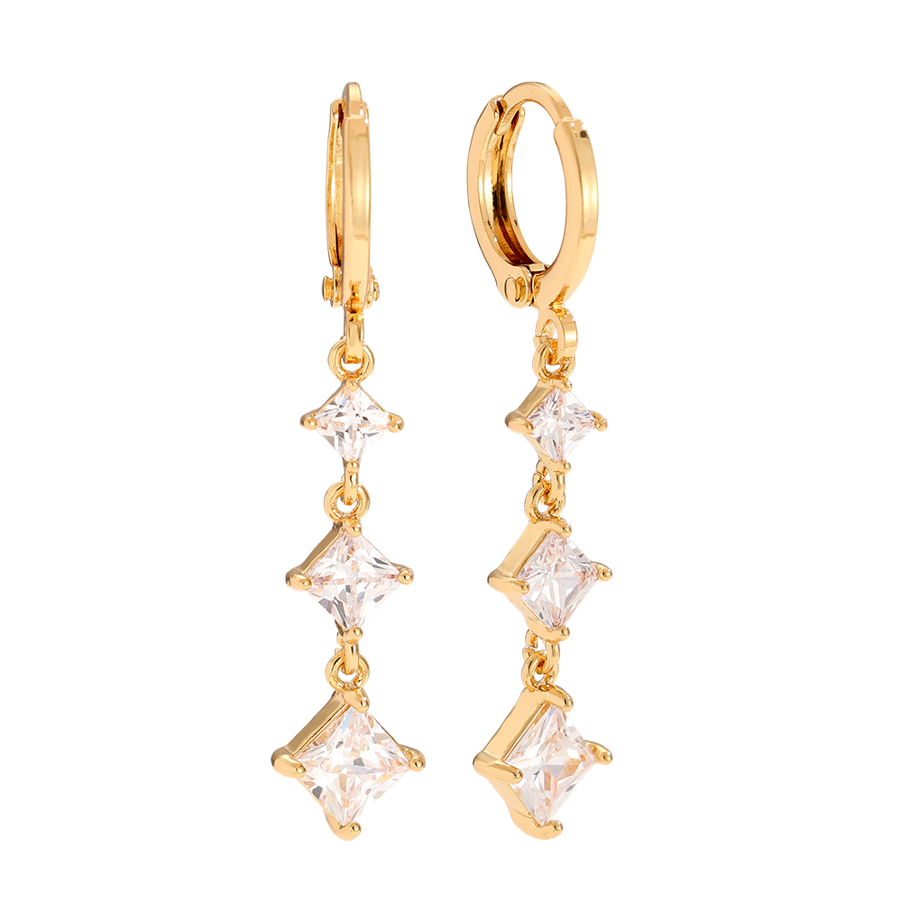 Gold-plated earrings 3.9cm Diamond Cubes